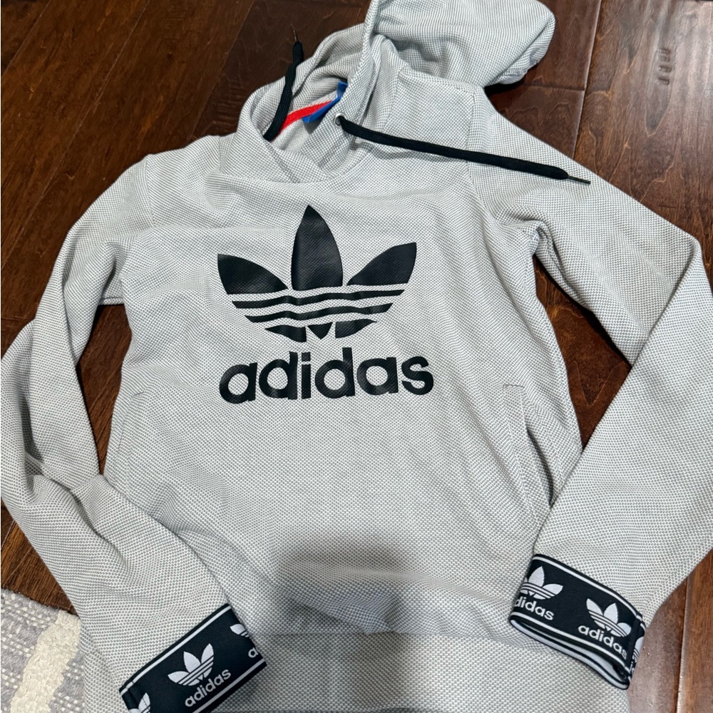 Adidas Light Gray Hoodie with Black Accents